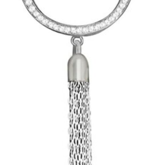 Swarovski Crystal Necklace Sterling Silver Overlay Teardrop Chain Tassel Pendant - Picture 6 of 11
